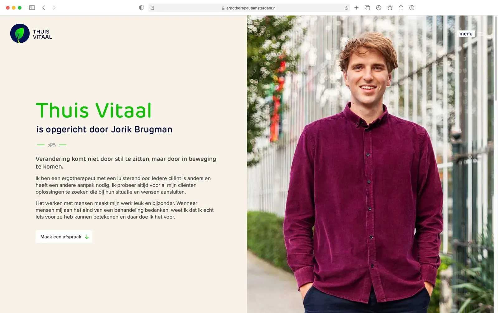 Impressie startpagina website Thuis Vitaal