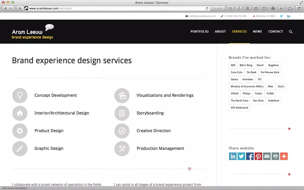 Website Aram Leeuw Brand Experience Design 07