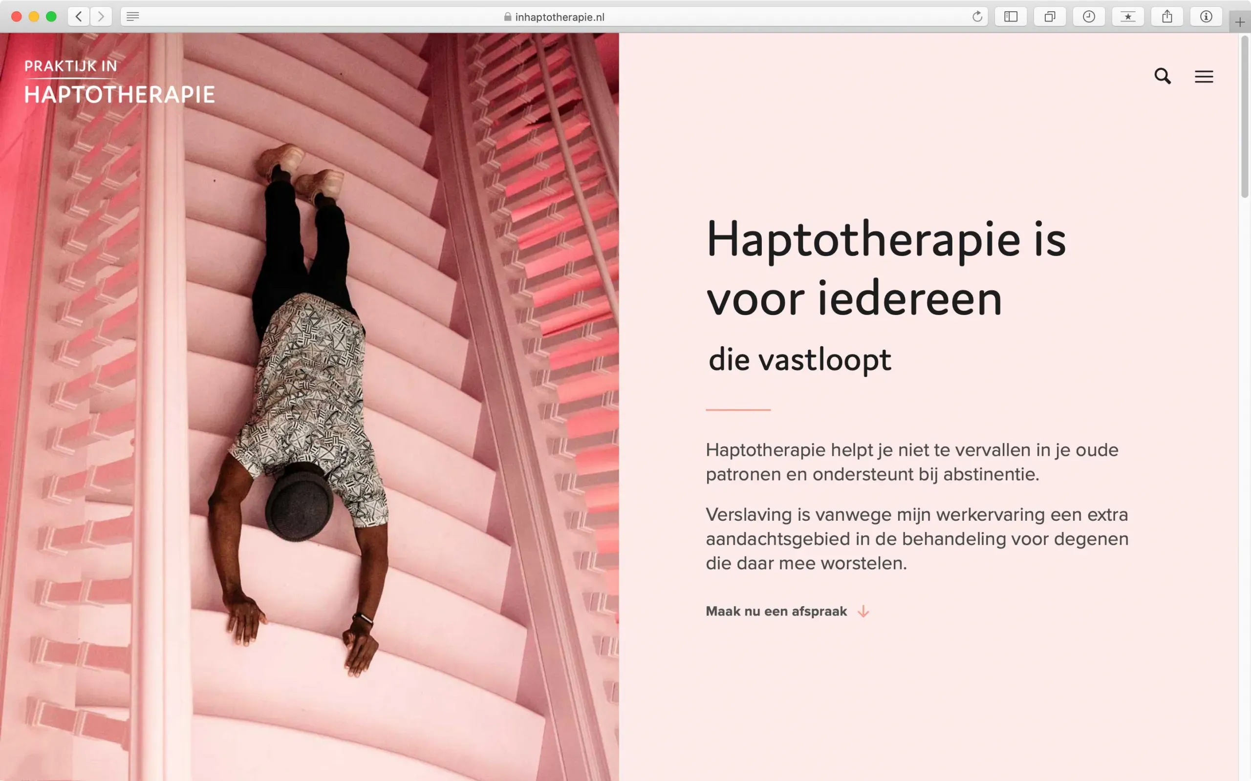 Impressie website Praktijk in Haptotherapie