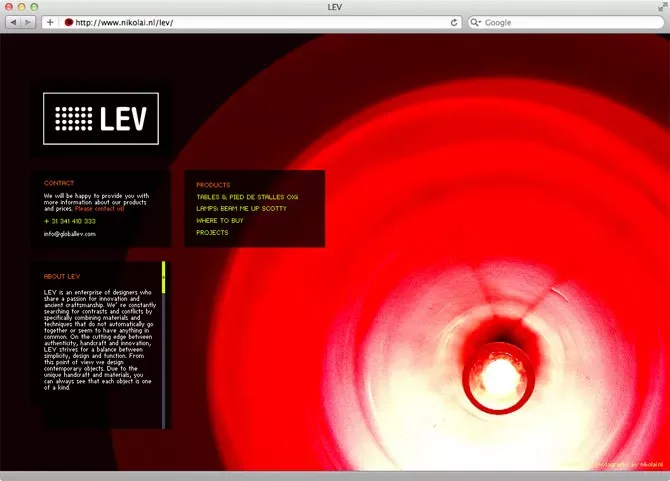 LEV website - rode lamp