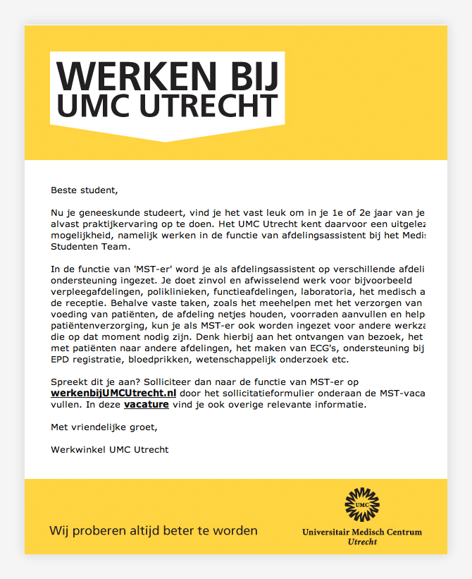 E-mailing UMC Utrecht